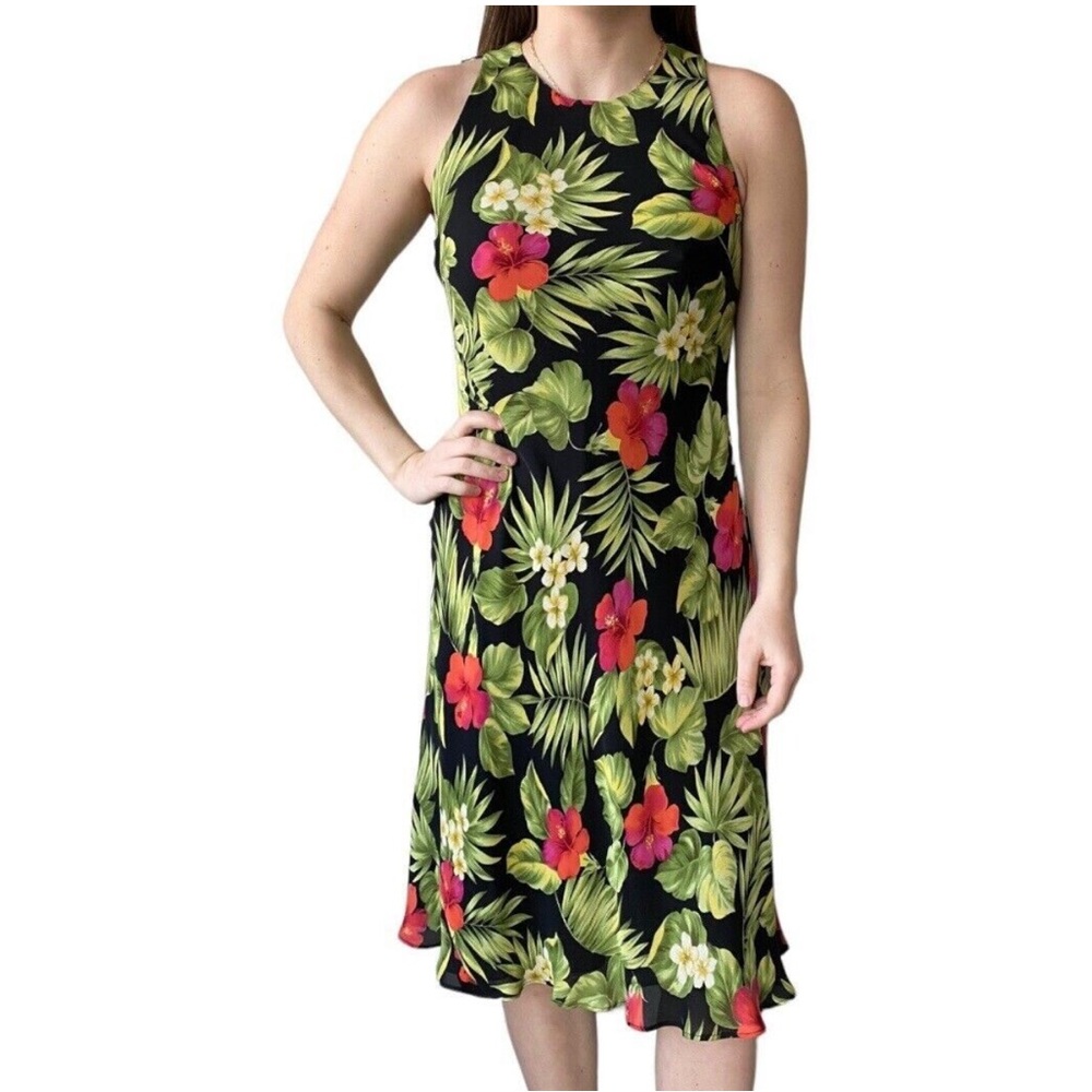 Lauren Ralph Lauren petite size 8P Black and Red Halter Midi Dress